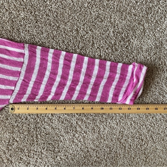 Lauren Ralph Lauren 100% Linen Top Shirt Womens L Pink White Striped 3/4 Sleeve - Picture 8 of 8